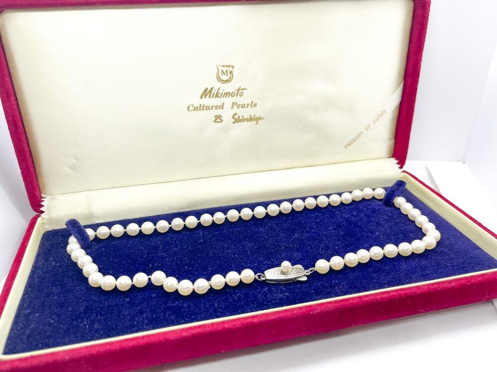 Mikimoto 6mm Pearl Strand Necklace Sterling Silver Pearl Clasp 15"